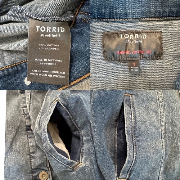 Torrid Denim Fitted Trucker Button down Jacket Size 3 - Picture 9 of 17